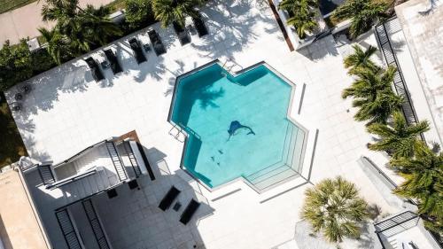una vista aérea de una piscina con un delfín en ella en Chopin #102, en Fort Lauderdale