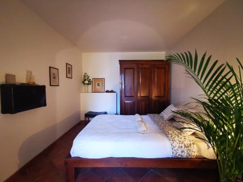a bedroom with a bed and a plant at Apartment Flore in Florence