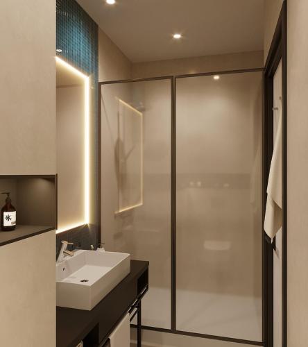 a bathroom with a sink and a shower at Holiday Inn Tashkent City by IHG in Tashkent