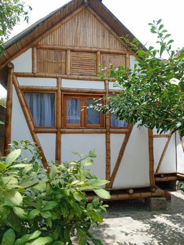 a house with a thatched roof and windows at The Bonito Place in Taganga