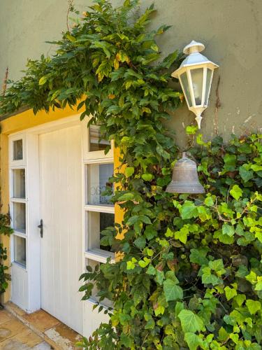 a building with a door and a lamp at Villa Coração Guesthouse by Concavus in Monte Verde