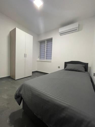 a bedroom with a large bed and a white cabinet at Vila Mila Ćirić in Pančevo