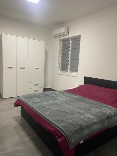 a bedroom with a large bed and white cabinets at Vila Mila Ćirić in Pančevo