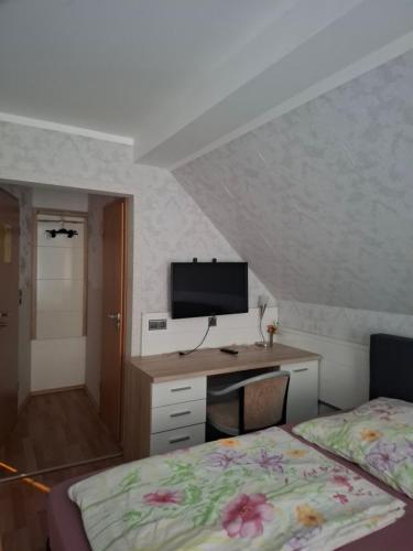 B&B Waldblick Hotel mit großem Parkplatzにあるテレビまたはエンターテインメントセンター