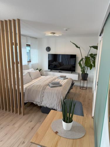Postel nebo postele na pokoji v ubytování Das 1 Zimmer Apartment