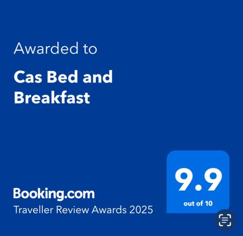 a screenshot of a cell phone with the text upgraded to gas bed and breakfast at Cas Bed and Breakfast in Corral Spring