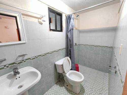 サリナ・クルスにあるDepartamentos Costeraのトイレと洗面台付きのバスルーム