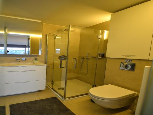 a bathroom with a shower and a toilet and a sink at Studio in Belgium near Beach & Dunes in Oostduinkerke