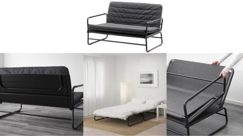 two pictures of a bed and a chair and a tv at Loft Privato, Jakarta in Jakarta
