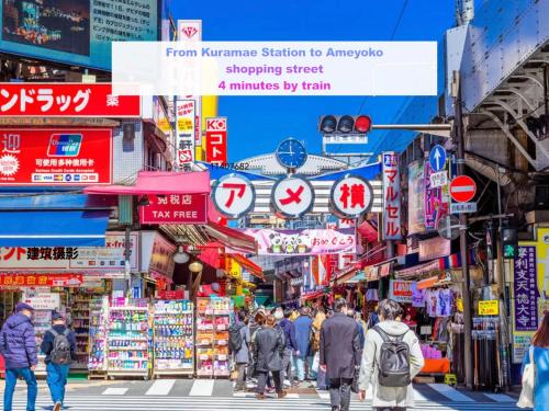 a busy street in an asian city with people walking at Asakusa Kuramae train 3mins Free WiFi Eight people quiet,cook,perfect facilities in Tokyo