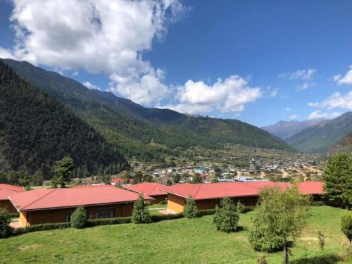 a view of a village in the mountains at Risum Resort in Ha