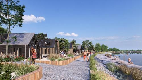 a rendering of the proposed waterfront revitalization of the lake at Beach villa at the IJsselmeer 8p in Enkhuizen