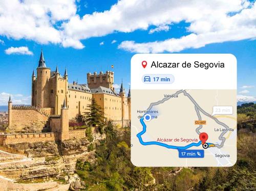 an image of a castle with a map at Chalet a 15 min de Segovia con barbacoa y piscina in Hontanares de Eresma