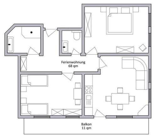 a floor plan of a house at Pension Ferienwohnung Baarblick in Donaueschingen