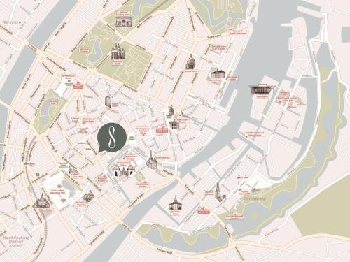 a map of the city of stirling with the number six at Sanders Tivoli 1- Lovely 2-Bdr Apt near Tivoli in Copenhagen