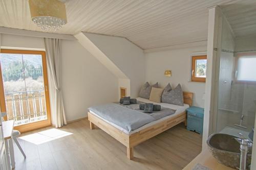 Posteľ alebo postele v izbe v ubytovaní Haus zum schlafenden Riesen