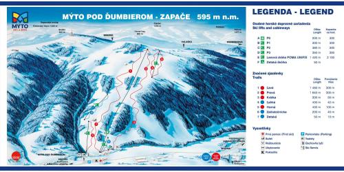 a calendar of a ski slope with a mountain at Apartmán Danadrin Family Evergreen Tále in Tale