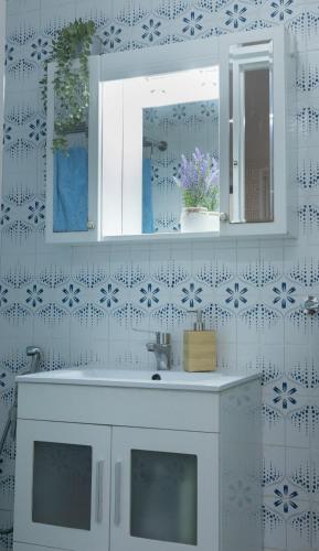 a bathroom with a sink and a mirror at Ametsa !!! VT Cerca de la Playa in Lekeitio