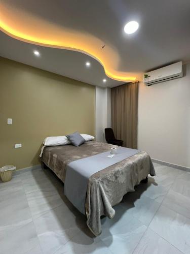 a bedroom with a large bed in a room at Hotel Tonaka in Santo Domingo de los Colorados