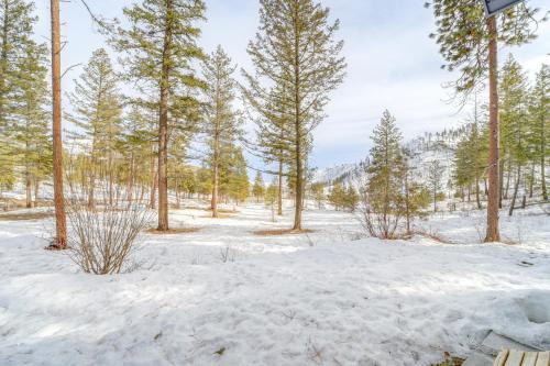 a group of trees in a snowy field at Chelan Mountain Retreat Chalet with Fire Pit! in Chelan