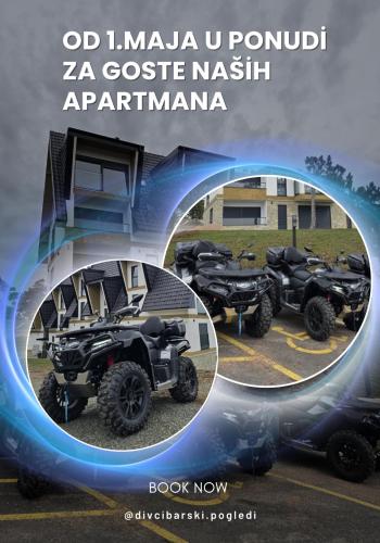 a collage of four atvs parked in a parking lot at Divčibarski pogledi in Divčibare