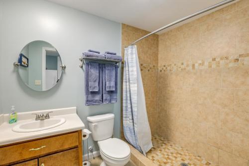 a bathroom with a toilet and a sink and a shower at Near Steinhatchee River Studio with Screened Porch! in Steinhatchee