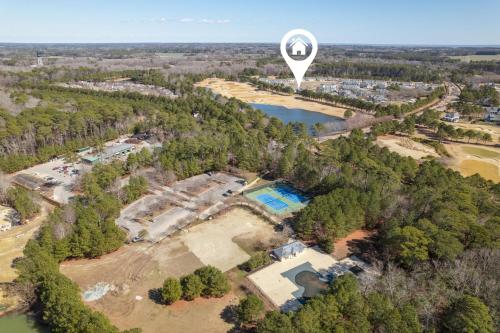 an aerial view of a construction site with a hot air balloon at Golf Tennis Pool Beach - Bay Creek Caddy Shack in Cape Charles