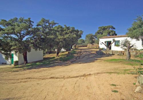a dirt road in front of a house with trees at Sa Crescia Ezza in Berchiddeddu