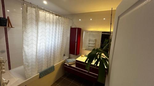 a bathroom with a shower and a sink and a tub at Maison Love Lane in Cagnes-sur-Mer