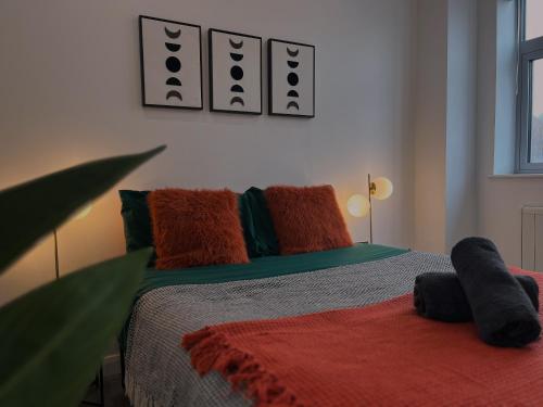 a bedroom with a bed with teddy bears on it at Modern Cozy City Centre Double Suite - Fast WiFi, Free Gym Access in Leicester