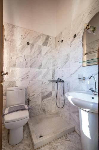 a bathroom with a toilet and a sink at Crete Essence Villas - Lagkada in Makry Gialos
