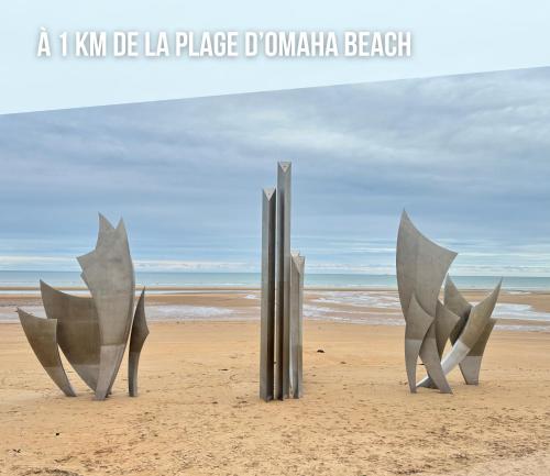 a rendering of a sculpture on a beach at Les sables d'or Grand apt lumineux bien équipé 1er étage vue panoramique sur campagne près superette, à 600 m plage proche Omaha Beach et pointe du Hoc parking gratuit, garage à disposition in Vierville-sur-Mer
