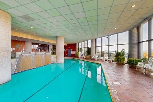 a large swimming pool in a hotel lobby at Sugar Top 2524 in Sugar Mountain