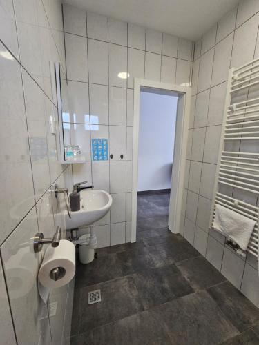 a bathroom with a sink and a toilet at Filipovic rent a car & apartments in Selnica Šćitarjevska
