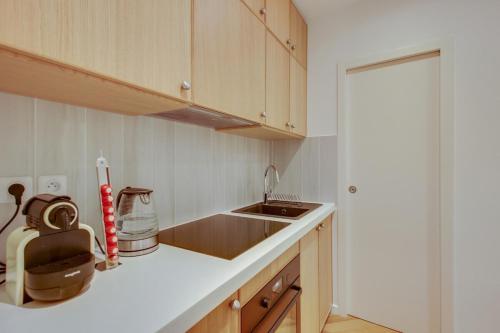 une cuisine avec un évier et un plan de travail dans l'établissement 4-Star Apartment for 4, 10 mn from Champs-Élysées, à Paris