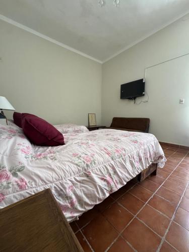 a bedroom with a bed and a flat screen tv at Villa Mediterranea Centro in Tarija