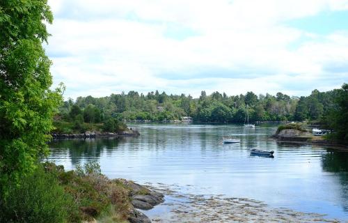 a river with two boats in the water at Ardnagashel Estate No 4 in Ballylickey