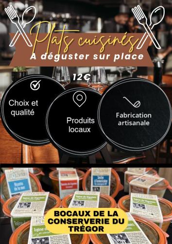 a collage of two pictures of food with scissors at Brit Hotel L'Arrivée Guingamp in Guingamp