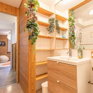 une salle de bain avec un lavabo, un miroir et une douche dans l'établissement Cozy Lodge by JP et Faby, à Val Cenis