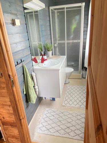 a bathroom with a sink and a toilet at Cabin by Oppstrynsvatnet, Hjelle in Stryn