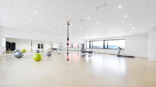 a large room with a gym with balls on the floor at Sport Hotel in Dolní Morava