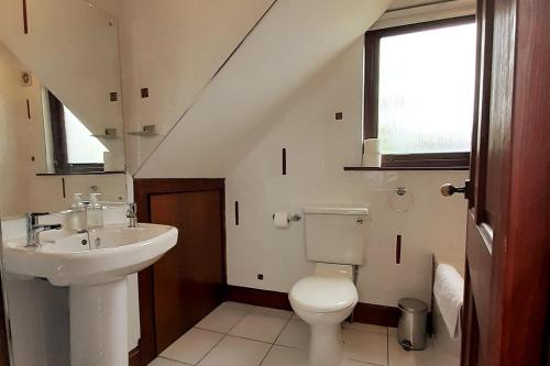 a bathroom with a sink and a toilet at The Snug a cosy, quirky detached cottage with sea views in Innellan