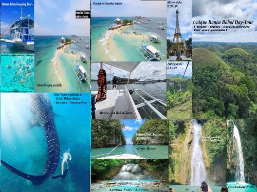 a collage of photos of different water attractions at La Mirada Residences Sea-view Suites in Mactan