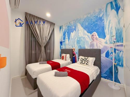 Una cama o camas en una habitación de The Shore Kids Wonderland I Family 6-10pax I Kids Friendly I JonkerSt