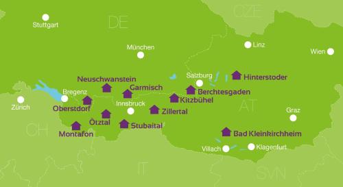a map of ireland with cities and landmarks at Explorer Hotel Hinterstoder in Hinterstoder