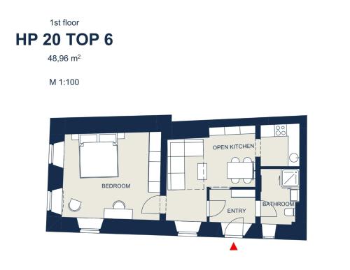 a floor plan of hop top at easy flat Villach main plaza in Villach