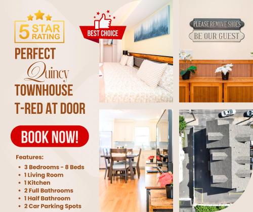 クインシーにある39 - 3BR Quincy - Stunning Townhouse near Adamsの貸家用チラシ図のコラージュ