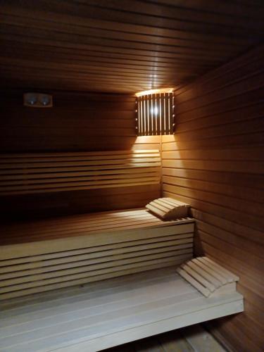 a sauna with a light on top of it at Leśny Ośrodek Szkoleniowy Nagórzyce in Swolszowice Małe