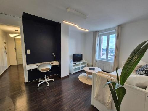 Et tv og/eller underholdning på 50m2 vue sur le château