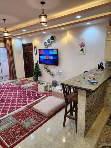 Телевизор и/или развлекательный центр в Apartment in front of Mansoura University 5 stars
